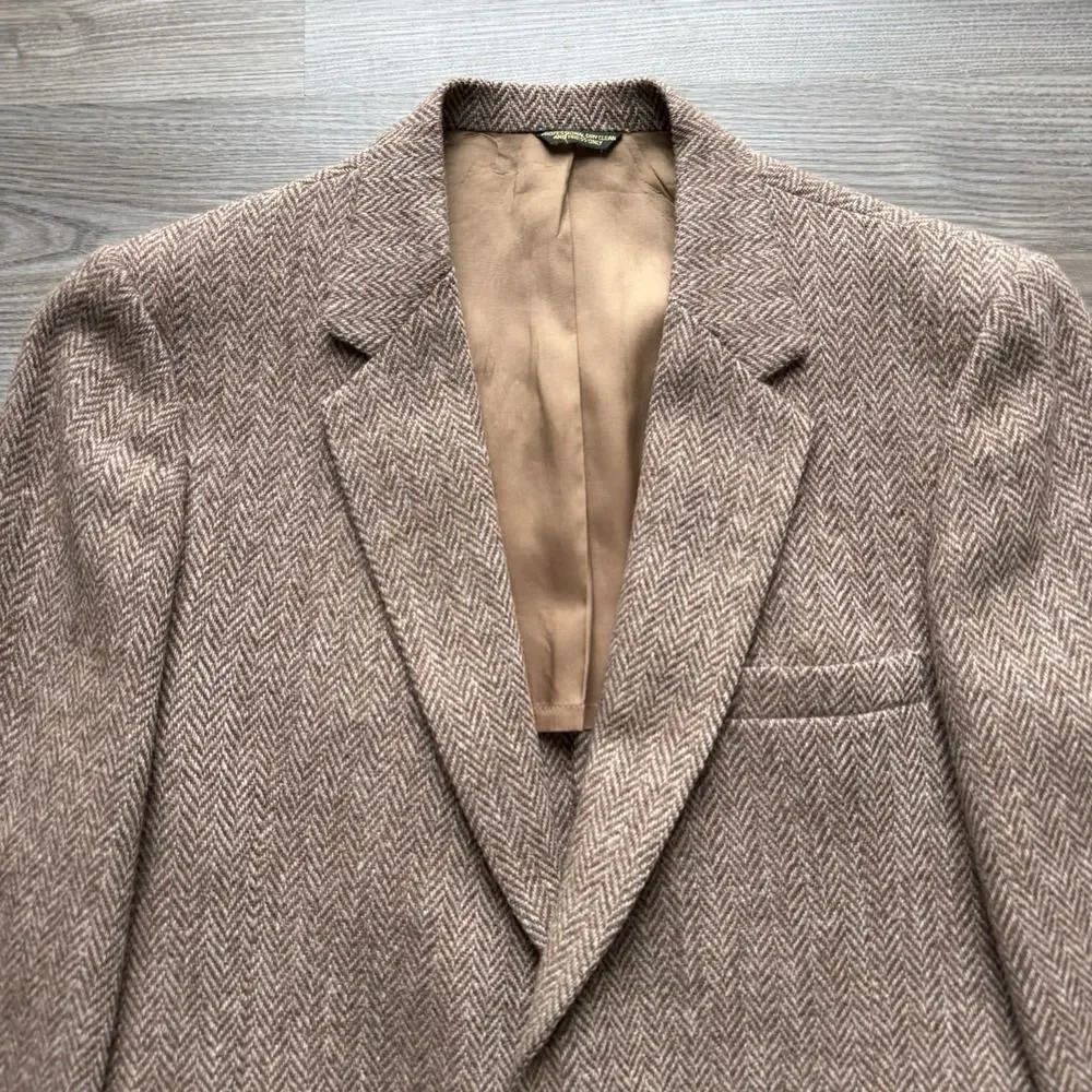 VTG Harris Tweed Blazer Mens 42 Brown Herringbone Wool Sport Coat Jacket